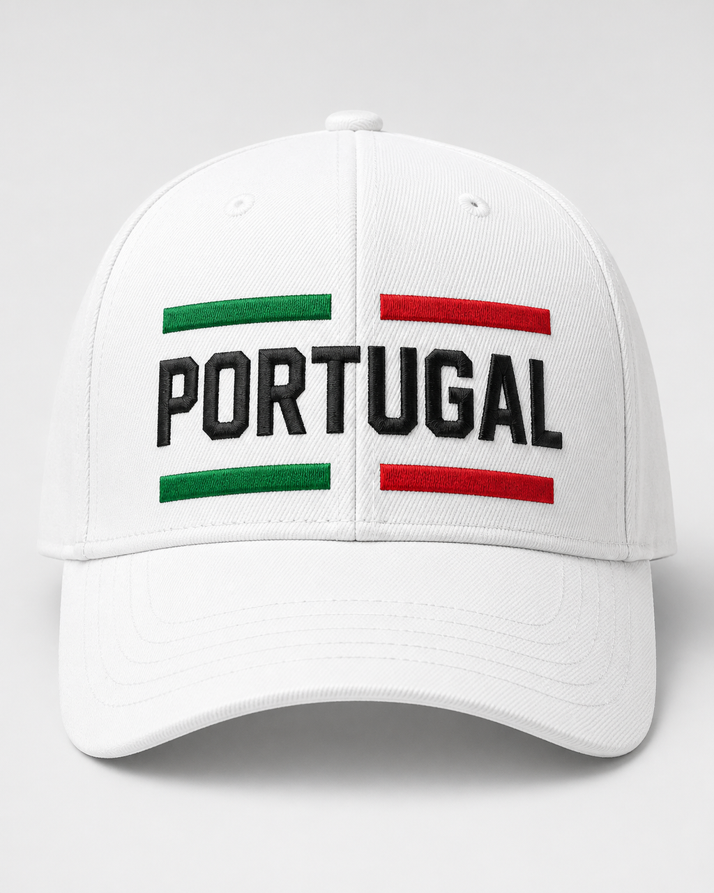 Portugal Embroidered White Baseball Cap – Green Red Flag Block Design