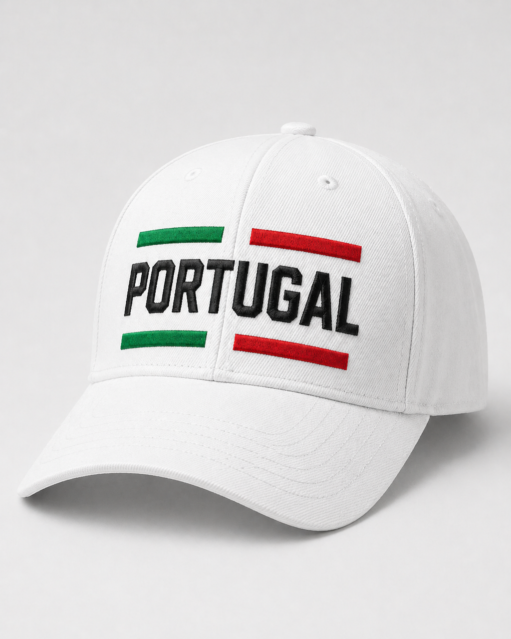 Portugal Embroidered White Baseball Cap – Green Red Flag Block Design