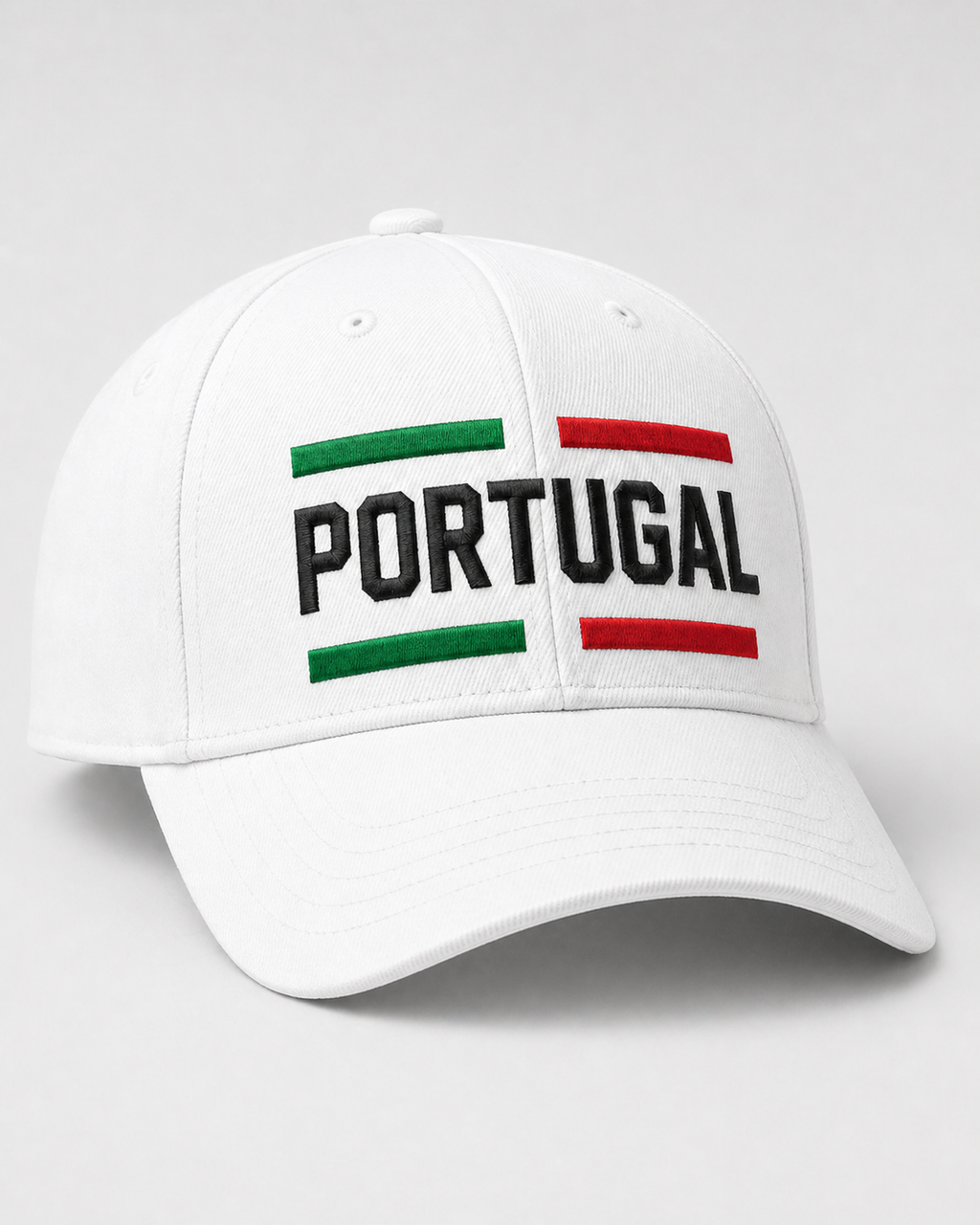 Portugal Embroidered White Baseball Cap – Green Red Flag Block Design