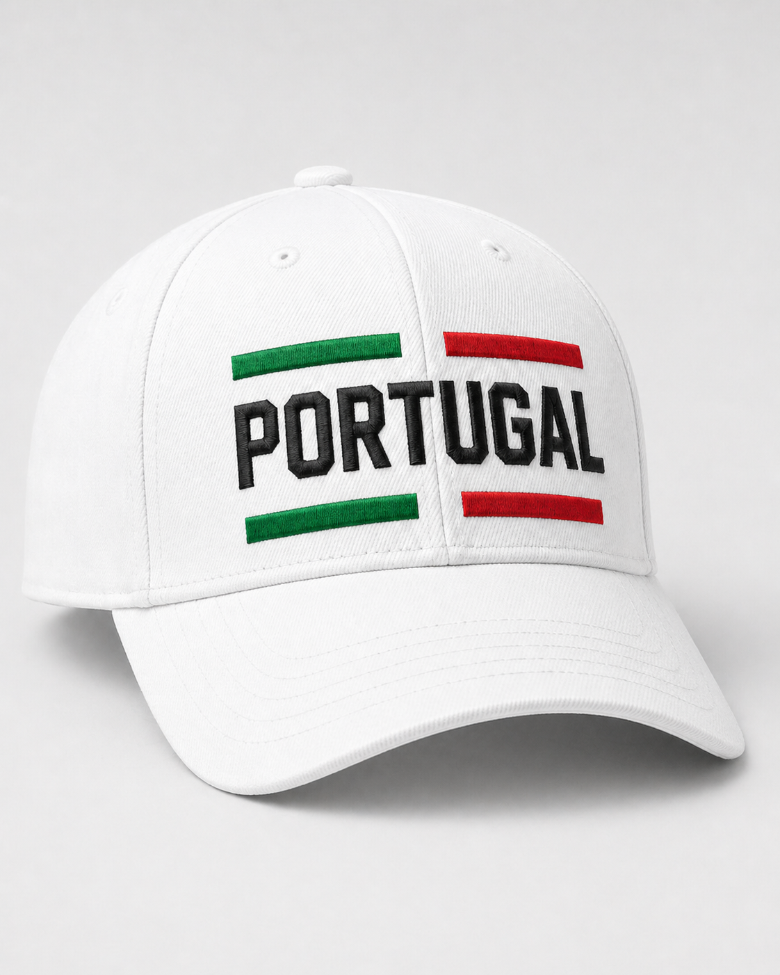 Portugal Embroidered White Baseball Cap – Green Red Flag Block Design
