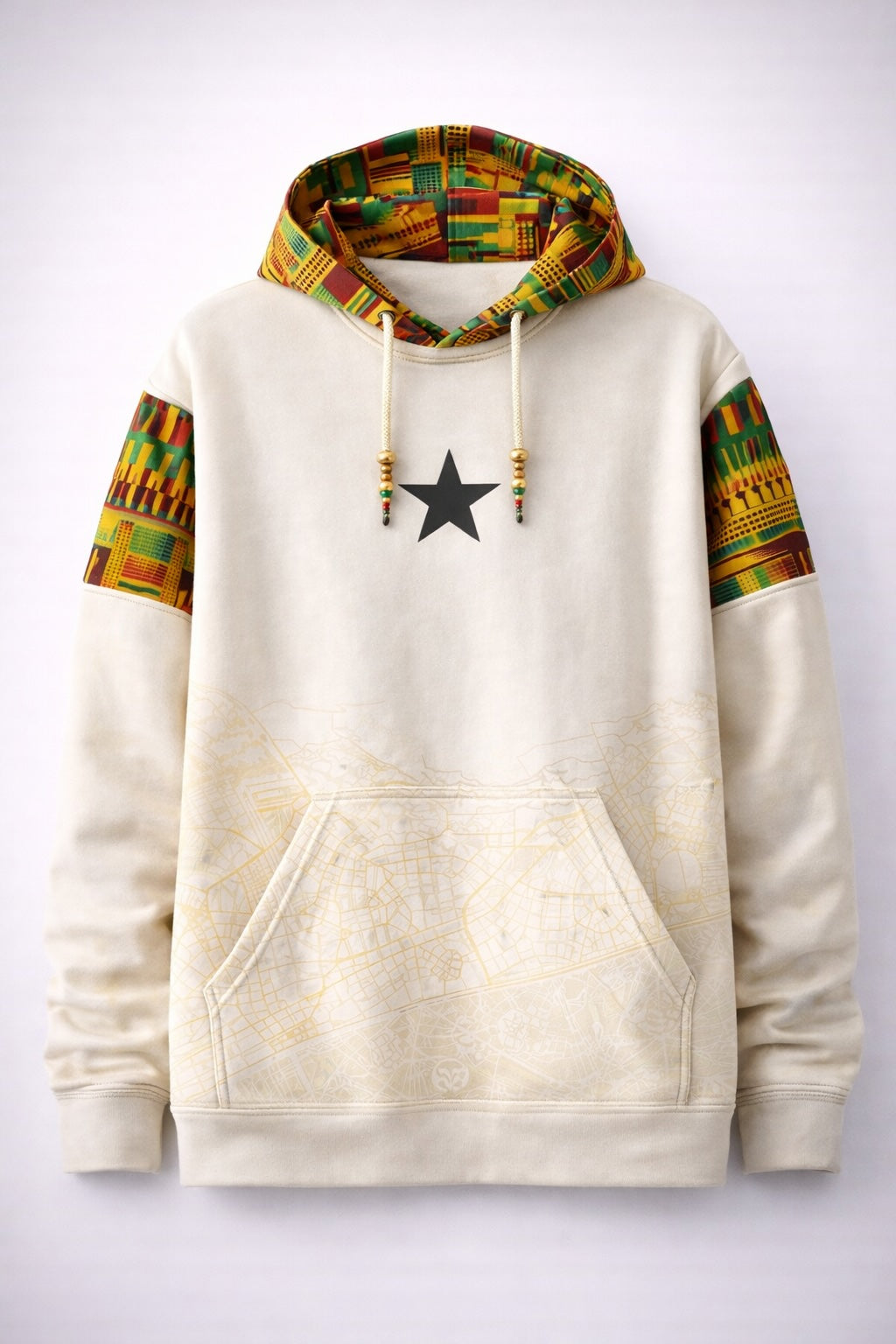 Ghana Accra Street Map Hoodie – Kente Street Edition